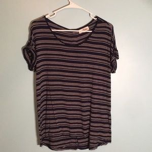 Navy blue and white striped shirt